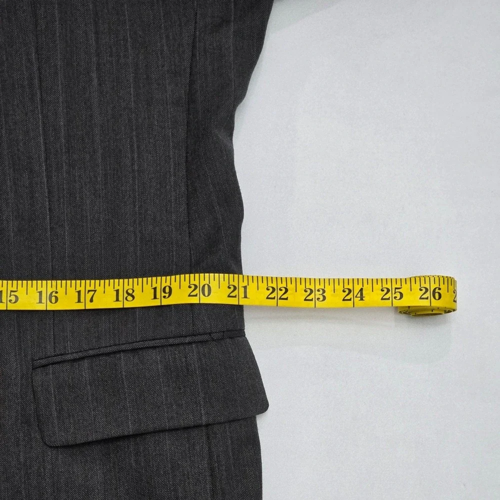 Hickey Freeman Nordstrom Mens 44L Wool Pinstripe Blazer Jacket Charcoal Grey 44L